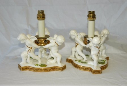 Pair Moore Bros Table Lamps in the form of 3 Cheru - 2