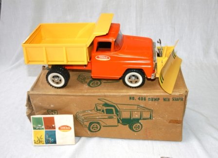 Tonka No.406 Dump [Truck] with Scraper. In origin: Tonka No.406 Dump [Truck] with Scraper. In original box.