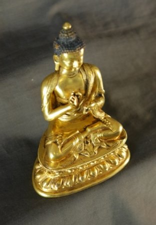 Fine Gilt Bronze Buddha Figure. Seated on double  - 5