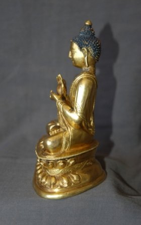 Fine Gilt Bronze Buddha Figure. Seated on double  - 7
