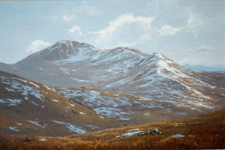 BRAYSHAW, David (b.1960) "Mt Townsend, Kosciusko: BRAYSHAW, David (b.1960) "Mt Townsend, Kosciusko Ra," 1983. Oil on Canvas 59.5x89cm