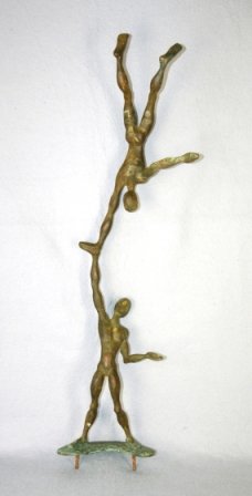 Artist Unknown Bronze Group of 2 Two Balancing