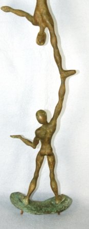 Artist Unknown Bronze Group of 2 Two Balancing - 3