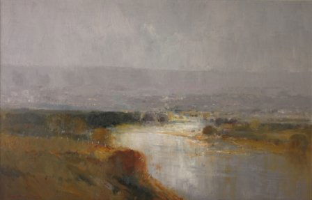 PARKER, Colin (b.1941) "Hawkesbury in Summer," 1: PARKER, Colin (b.1941) "Hawkesbury in Summer," 1973. Oil on Board 78x120cm