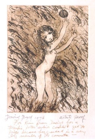 BOYD, David (b.1924) Child Reaching for Apple,: BOYD, David (b.1924) Child Reaching for Apple, 1976. With dedication. Etching A/P 26x18.5cm