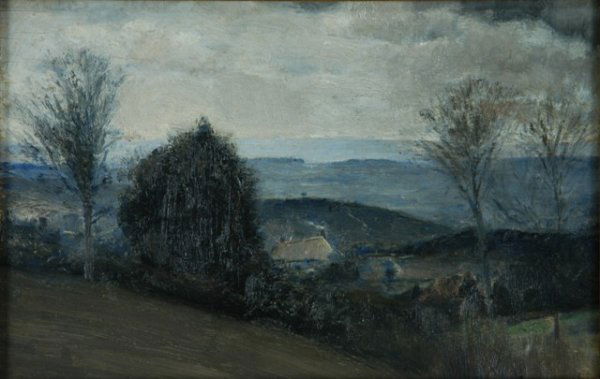 ROBERTS, Tom (1856-1931) Untitled English Landscap: ROBERTS, Tom (1856-1931) Untitled English Landscape. Cat #559 Helen Topliss 'Tom Roberts - A Catalogue Raisonne.' Unsigned, found in artist's studio at time of his death. Provenance: Tom Roberts, then