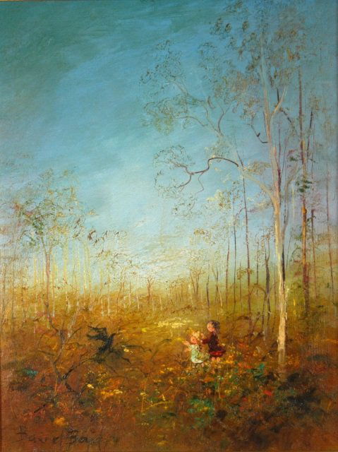 BOYD, David (b.1924) 'Black Crow Taking Wing.' E: BOYD, David (b.1924) 'Black Crow Taking Wing.' Early 1970s. Oil on Canvas 45x34cm