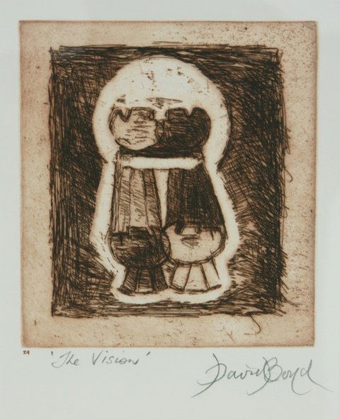 BOYD, David (b.1924) 'The Vision' Sepia Etching 2: BOYD, David (b.1924) 'The Vision' Sepia Etching 24/120 18x16cm
