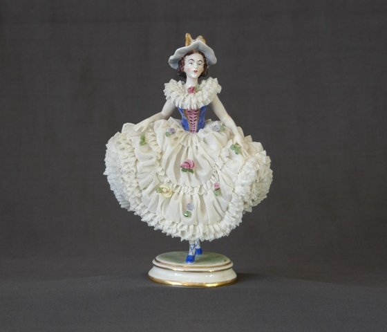 Dresden Crinoline Lady Figure. Damage to back. H