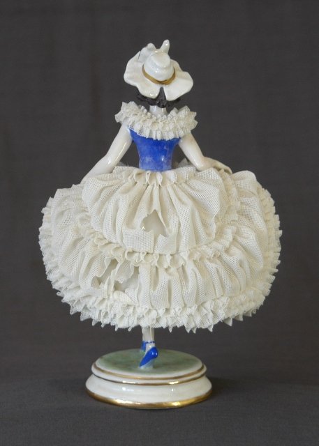 Dresden Crinoline Lady Figure. Damage to back. H - 3
