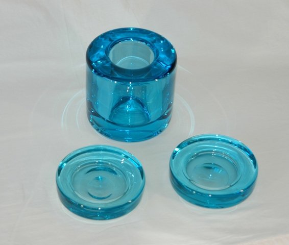 3 Pieces of Holmegaard Aqua Toned Glassware. Per: 3 Pieces of Holmegaard Aqua Toned Glassware. Per Lutkin Design. H 13cm