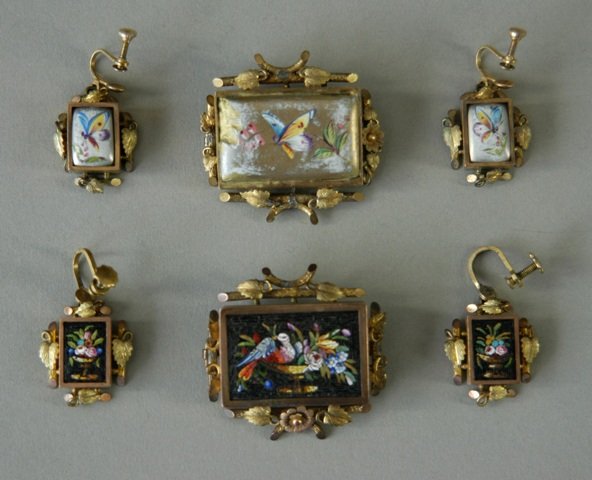 2 Early Italianate Brooch & Earrings Sets. Matchin