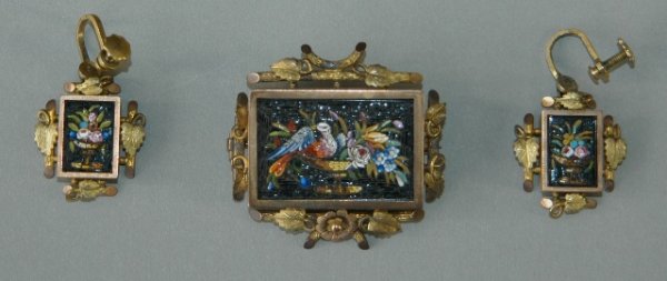 2 Early Italianate Brooch & Earrings Sets. Matchin - 2