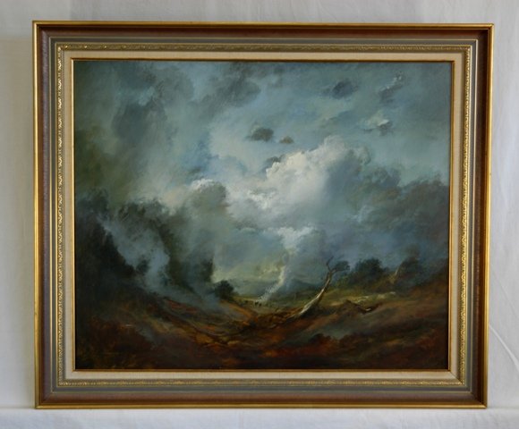 STRINGFELLOW, Carl (b.1954) 'Burning Off' Oil on  - 2