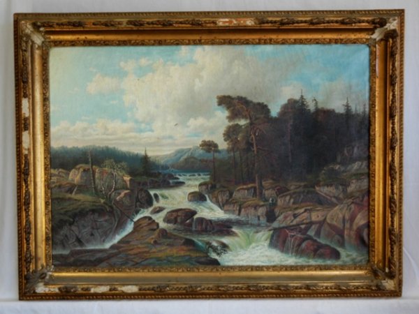 GRONBERG, P.I. European River Scene with Fisherma - 2