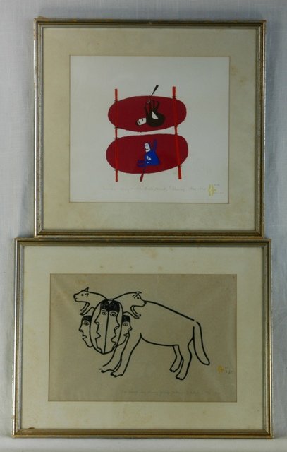 2 Inuit Subject Screeprints. D KALLUK 'Two Head