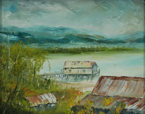 VANDER, John (b.1947) Jetty and House on Sea, 197