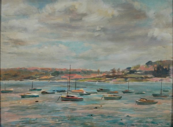 SMITH, Joshua W (1905-1995) 'Boats at Anchor' Oil