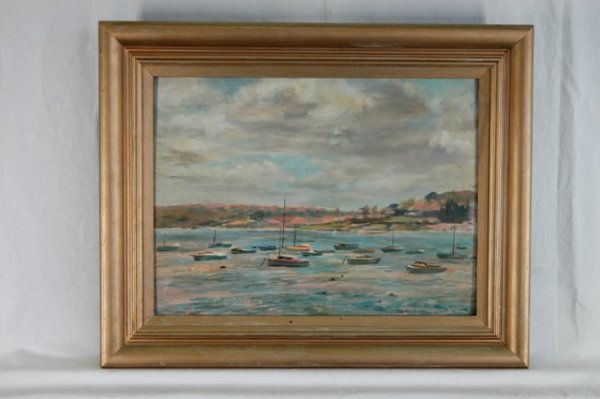 SMITH, Joshua W (1905-1995) 'Boats at Anchor' Oil - 2