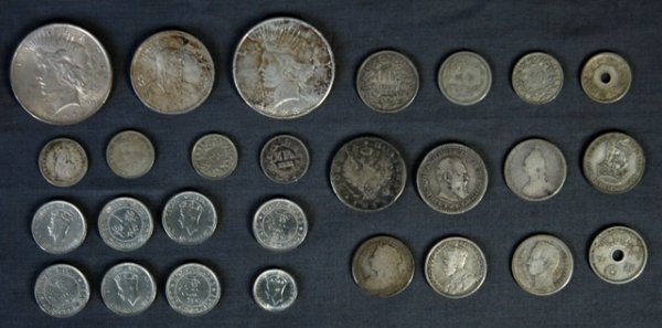 Group of Early Silver Coins. 2 US Silver Dollars