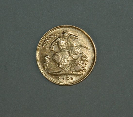 1903 Gold Half Sovereign. Sydney Mint. Approx VF