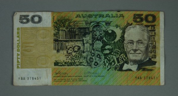 Australian $50 Note Phillips/Wheeler YAA378451 (f