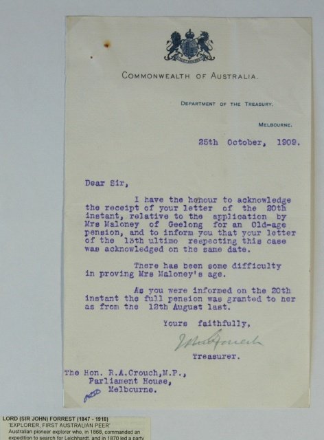 LORD (Sir John) FORREST, First Australian Peer.