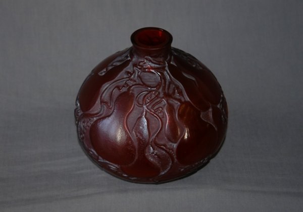 Rene Lalique Deep Red 'Courges' Vase. c.1914 - 4