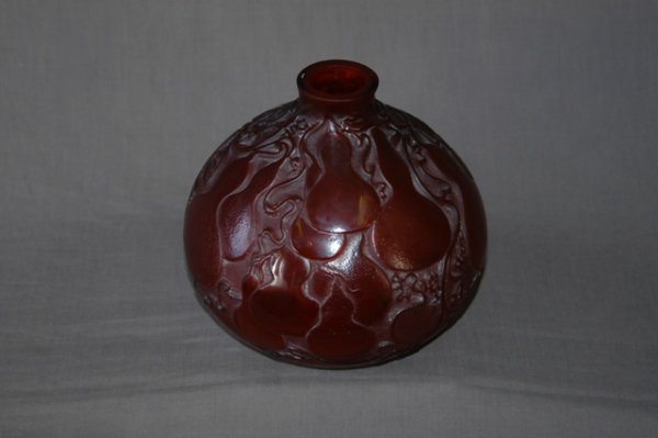 Rene Lalique Deep Red 'Courges' Vase. c.1914 - 5