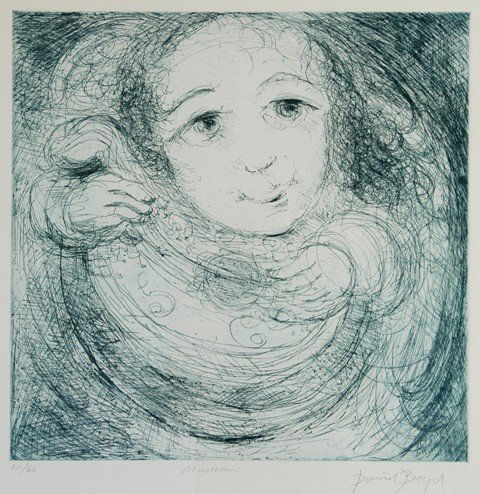 BOYD, David (b.1924). 'Musician.' Certificate of: BOYD, David (b.1924). 'Musician.' Certificate of authenticity signed by David Boyd supplied. Etching 20/60 48x49cm