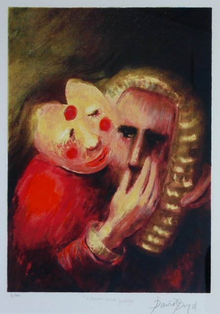 BOYD, David (b.1924). 'Clown and Judge.' Certific: BOYD, David (b.1924). 'Clown and Judge.' Certificate of authenticity signed by David Boyd supplied. S/Print 16/50 47x33.5cm