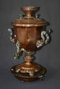 609: Early Copper Samovar & Warming Dish.  Brass tap & 