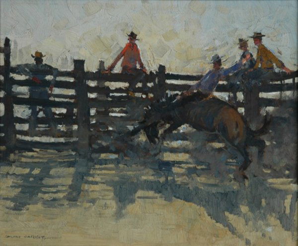 PARKER, Colin (b.1941) Bush Rodeo Oil on Board: PARKER, Colin (b.1941) Bush Rodeo Oil on Board 36.5x44.5cm