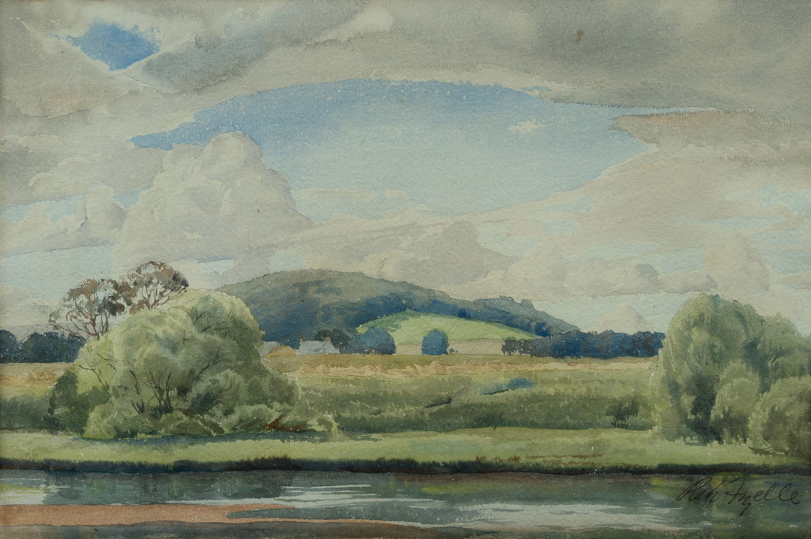 FIZELLE Reginald (Rah) (1891-1964), 'Riverside (Stirling)' 1927., W/Clr, 27x41cm (1 of 2)