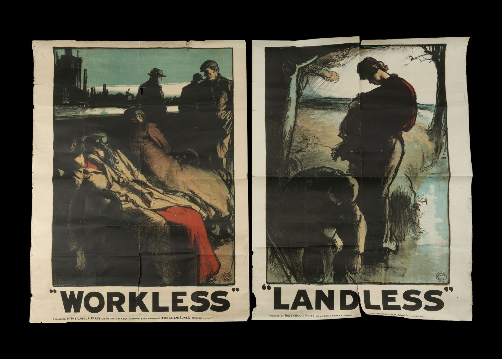 3 Labour Party Political Posters c.1910-1920. Will Dyson, 'Support the Men and Women Who Gave You (1 of 4)