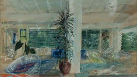 DOBELL William (1899-1970), Interior of the Artist's Home, W/Clr & Gouache, 13.5x23.5cm