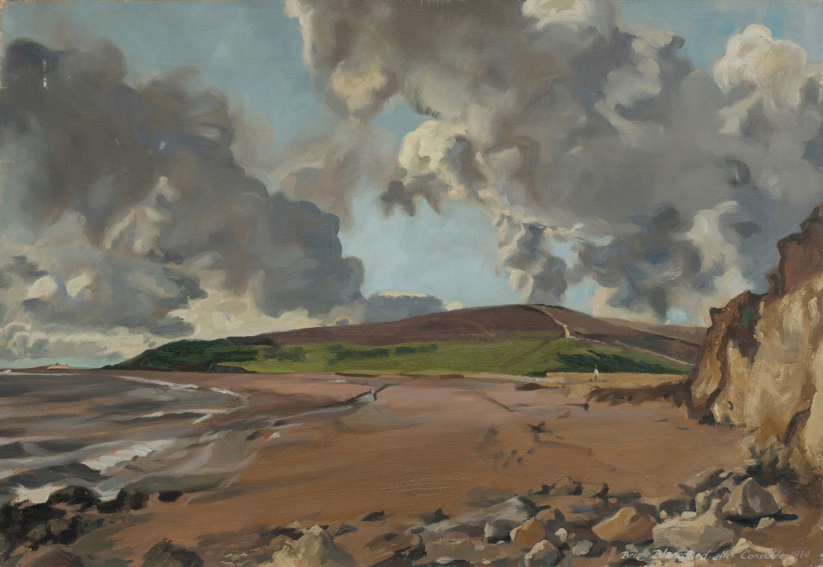 BLANCHARD Brian (1934-2015), 'Weymouth Bay, Bowleaze Cove and Jordon Hill (After John Constable)': BLANCHARD, Brian (1934-2015)'Weymouth Bay, Bowleaze Cove and Jordon Hill (After John Constable)' 1970.Signed lower right.Oil on Canvas49x71cmPROVENANCE:Family of the Artist.