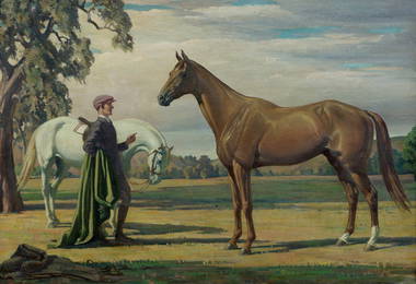 LINDSAY Daryl (1890-1976), Phar Lap, Australia's Greatest Racehorse, 1931., Oil on Canvas, 54x79cm