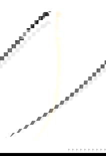 Very Rare Persian Shamshir Blade of Black Wootz: Very Rare Persian Shamshir Blade of Black Wootz Probably korassan. Light blade with gold inlaid cartouche, approx. half inlay missing. Caucasian shashka form hilt. Silver with horn scale grips.