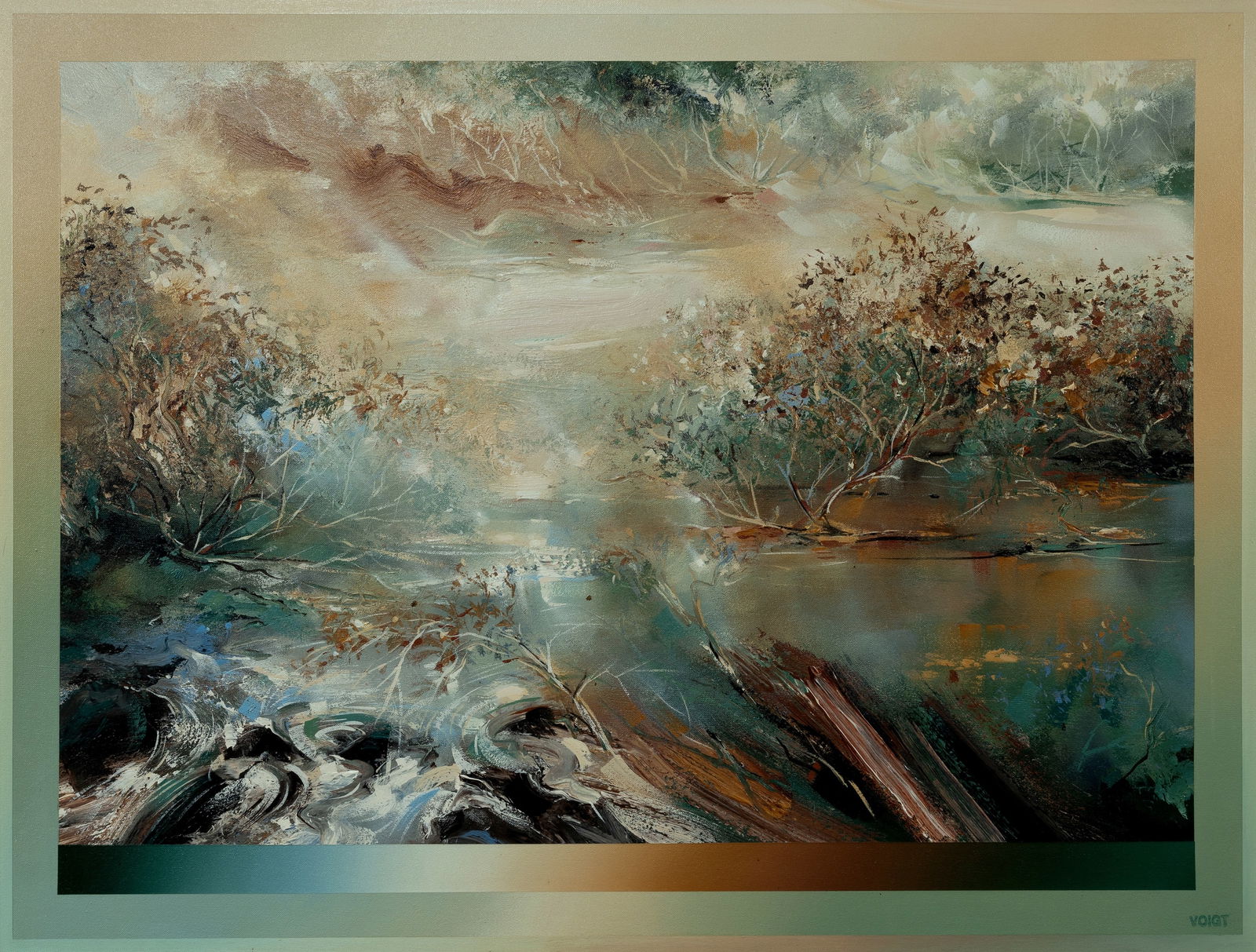 VOIGT David (b.1944), 'White Water from Shadows Gold,' 1992., Acrylic on Canvas, 64x84cm (1 of 3)