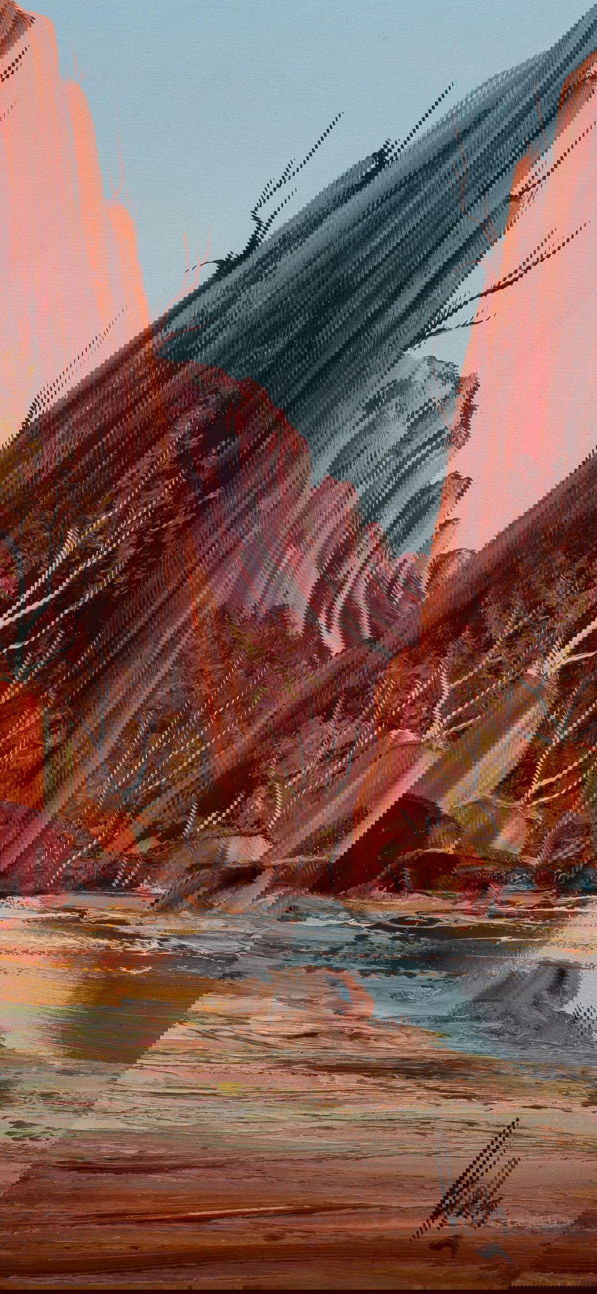 GUTH Henk Gerrit (1921- 2003), 'Serpentine Gorge [NT]', Oil on Board, 48.5x23.5cm: GUTH, Henk Gerrit (1921- 2003) 'Serpentine Gorge [NT]' Oil on Board 48.5x23.5cm