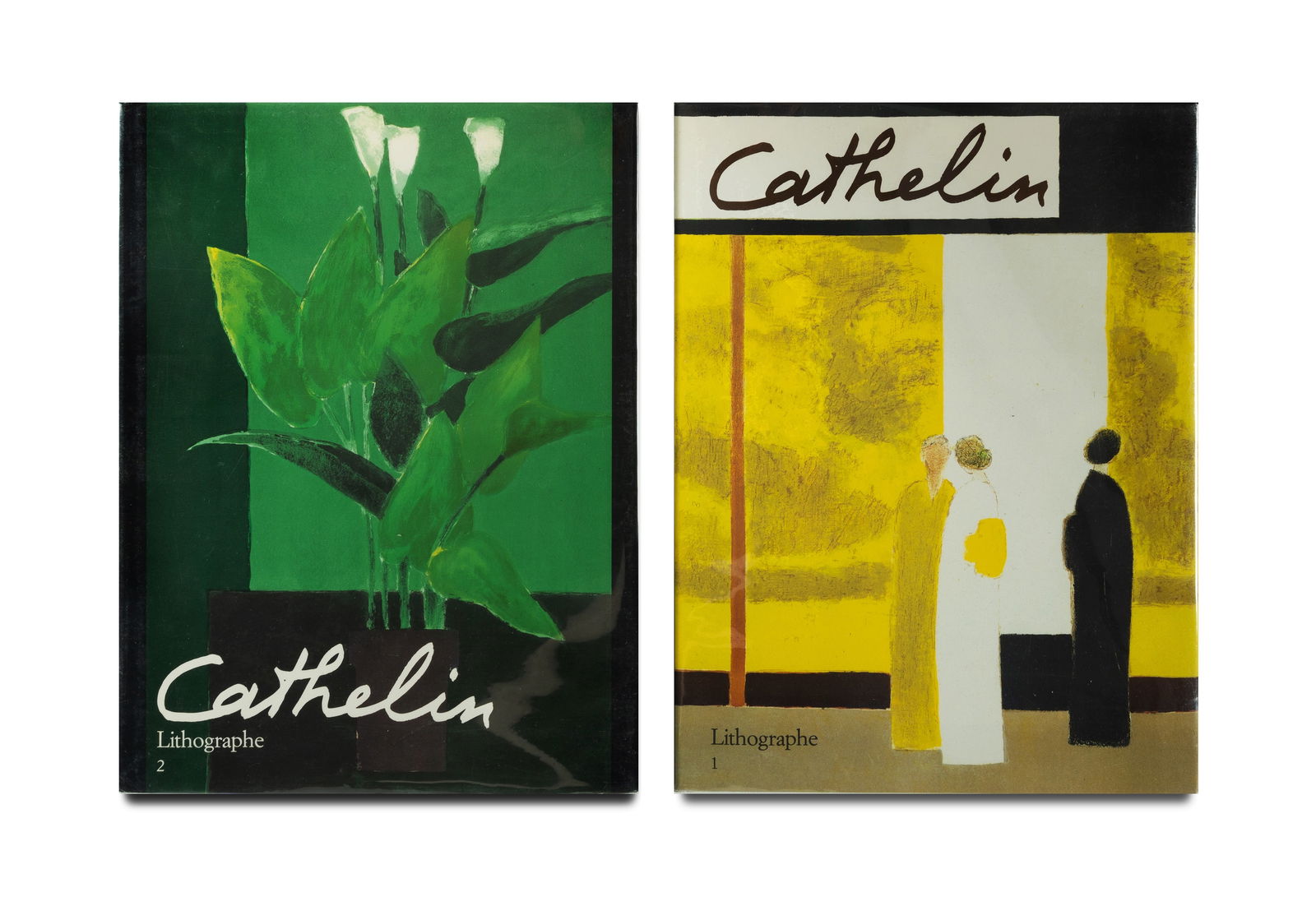 2 Book Set by Artist Bernard Cathelin (1919-2004): 2 Book Set by Artist Bernard Cathelin (1919-2004) 'Cathelin Lithographe' Vol I & II, published by Editions Andre Sauret Monte-Varlo 1990, cloth hardcover with dust jacket and plastic overlay. In Engli
