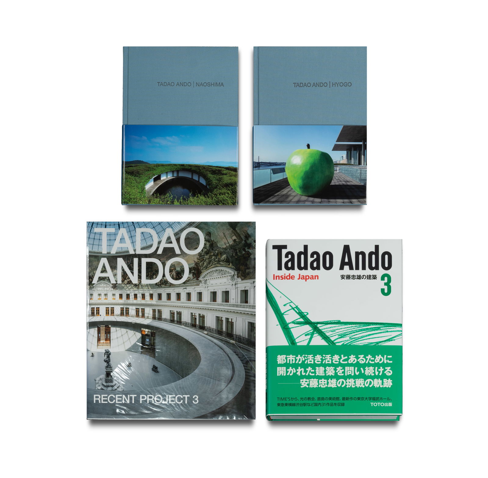 BOOKS (4) Tadao Ando: BOOKS (4) Tadao Ando Including 'Tadao Ando: Inside Japan 3', pub. TOTO, Tokyo, 2014; 'Tadao Ando: Recent Project 3', pub. A.D.A. Edita, Tokyo, 2021; 'Tadao Ando: Naoshima', pub. Atelier Tadao Ando, 20