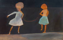 BLACKMAN Charles (1928-2018)  'Skipping Games,' c.1954. Tempera & Enamel on Board, 55x85.5cm
