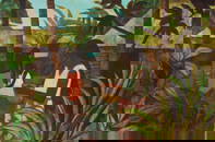 CROOKE Ray (1922-2015), Islanders in Village, Oil on Canvas on Board, 60x90cm