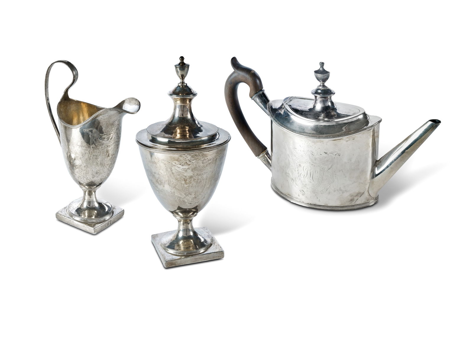 Late 18th C/Early 19th C Three Piece Silver Tea Service (1 of 6)