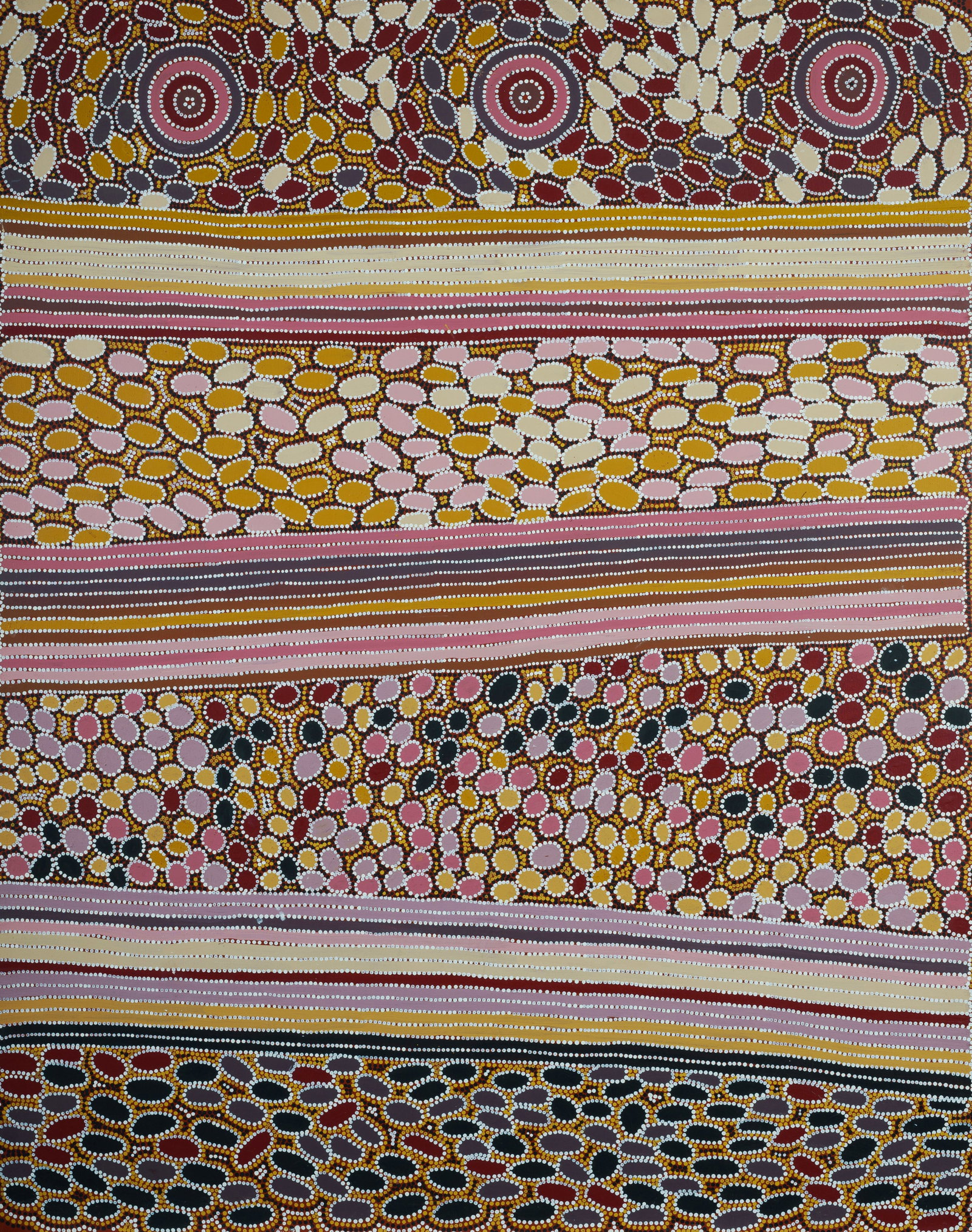 MPETYANE Lindsay Bird (Aboriginal c.1935-2024), Untitled, 1994., Acrylic on Canvas, 128.5x101.5cm (1 of 4)