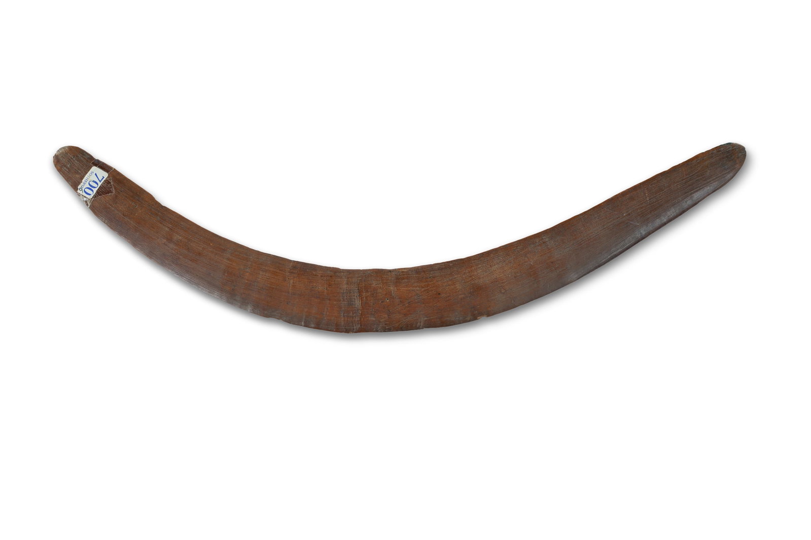 NSW Boomerang of Plain Form and Strong Curvature: NSW Boomerang of Plain Form and Strong Curvature Fine old Patina. (L55cm) Ex Sotheby's Australia, 9/11/97 (lot 700) PROVENANCE: Collection Mr H & Mrs P Wallace, Sydney.