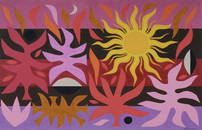 COBURN John (1925-2006), 'Curtain of the Sun,' c.1973., Acrylic, 44.5x69.5cm (image) 56x76cm (sheet)