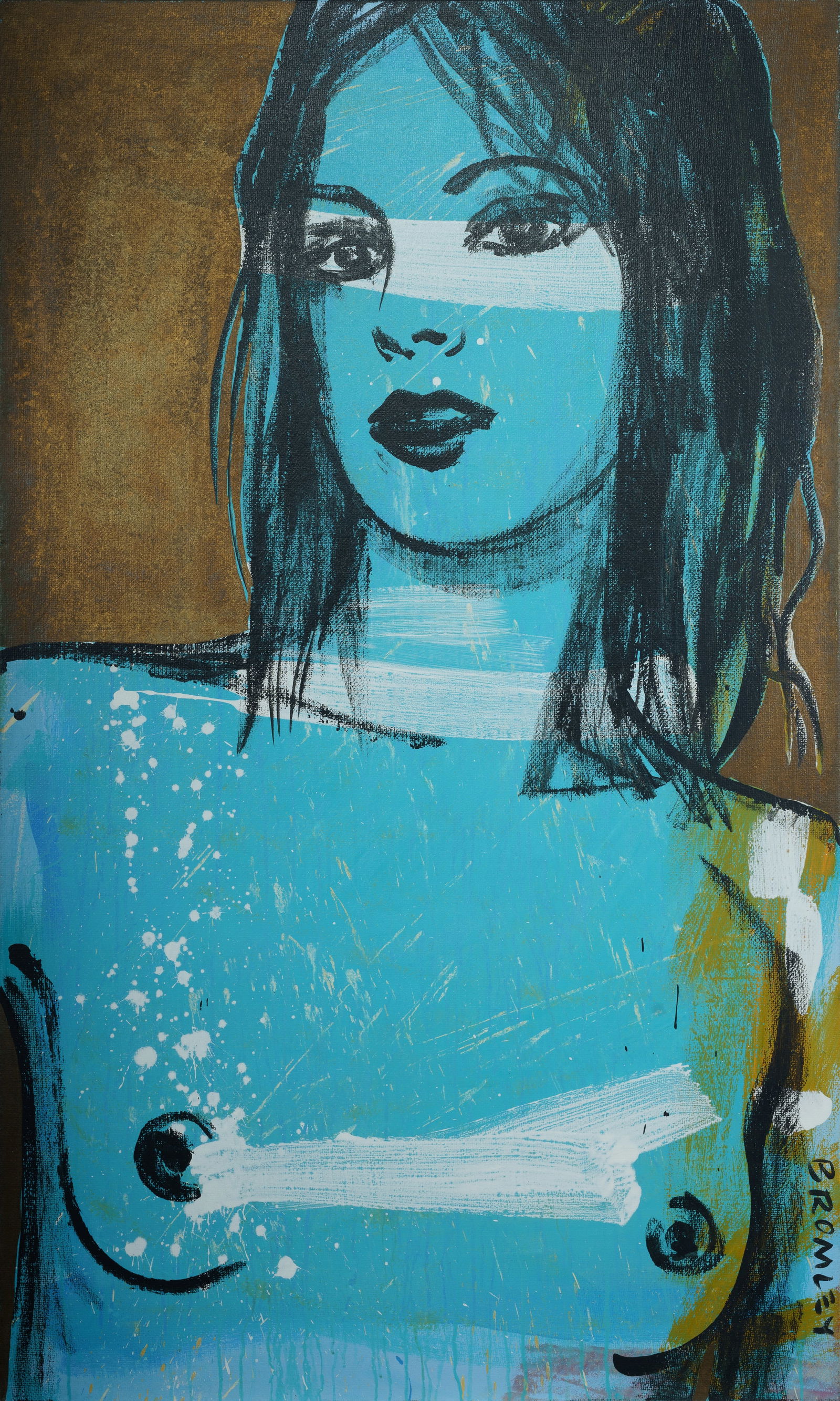 BROMLEY David (b.1960), 'Belinda III,' 2007., Acrylic & Metal Leaf on Linen, 152x92cm: BROMLEY, David (b.1960) 'Belinda III,' 2007. Signed lower right. Ex Tim Olsen Gallery, Sydney (label and gallery stamp verso) Acrylic & Metal Leaf on Linen 152x92cm